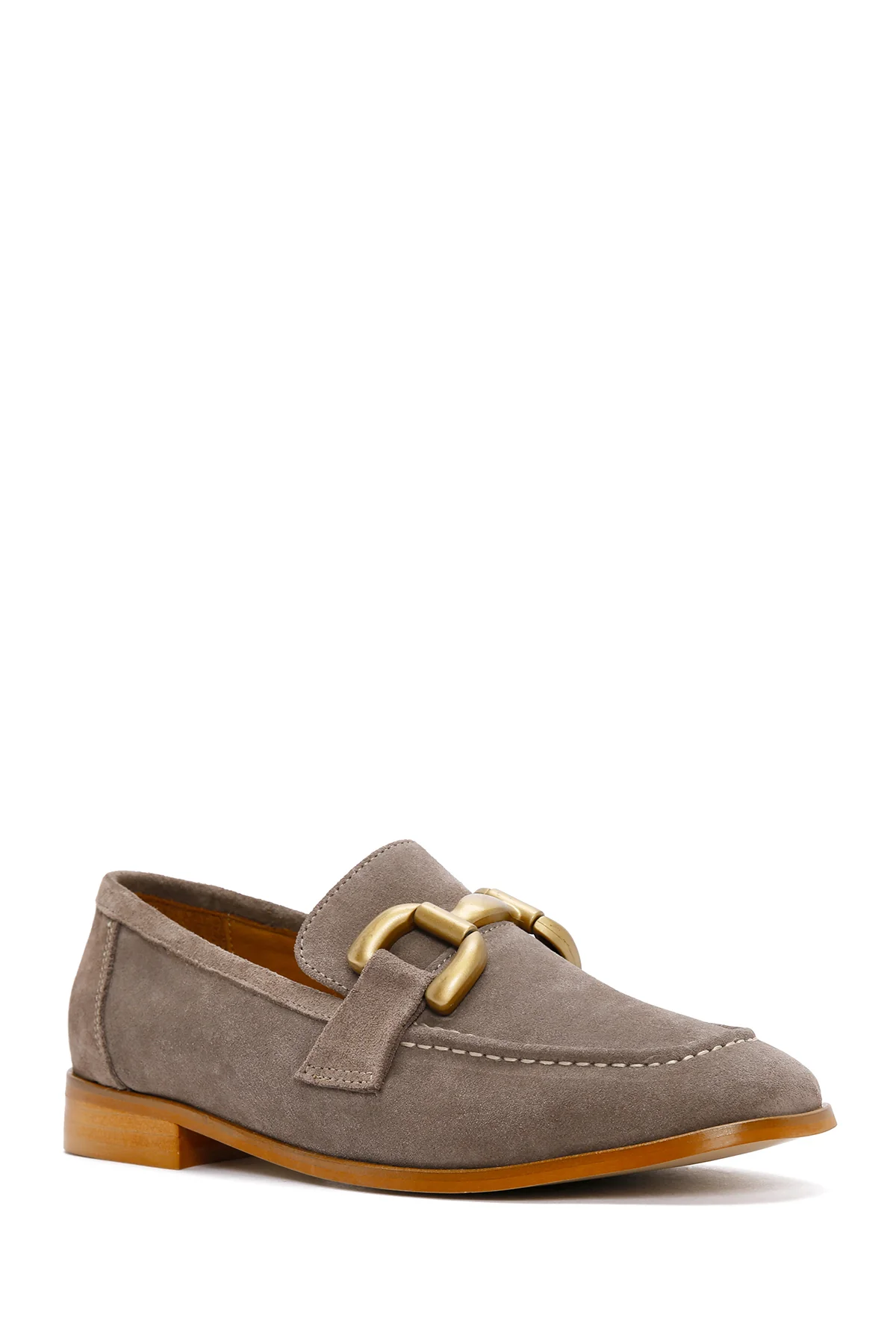 Kadın Vizon Süet Deri Maskülen Loafer - Image 6