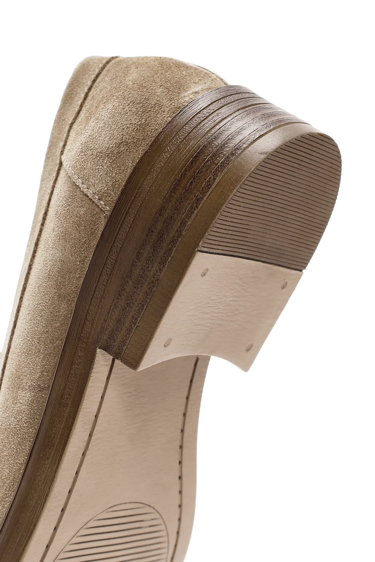 Kadın Vizon Süet Deri Maskülen Loafer - Image 8