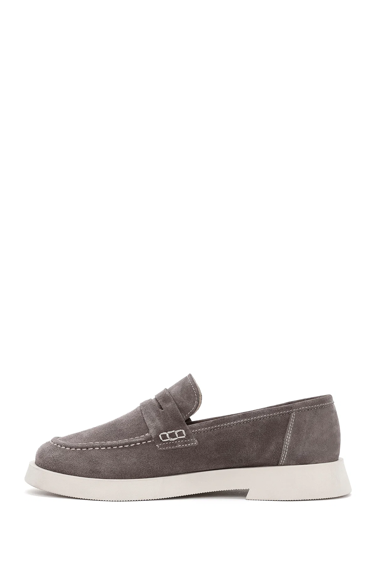 Kadın Vizon Süet Deri Maskülen Loafer - Image 2