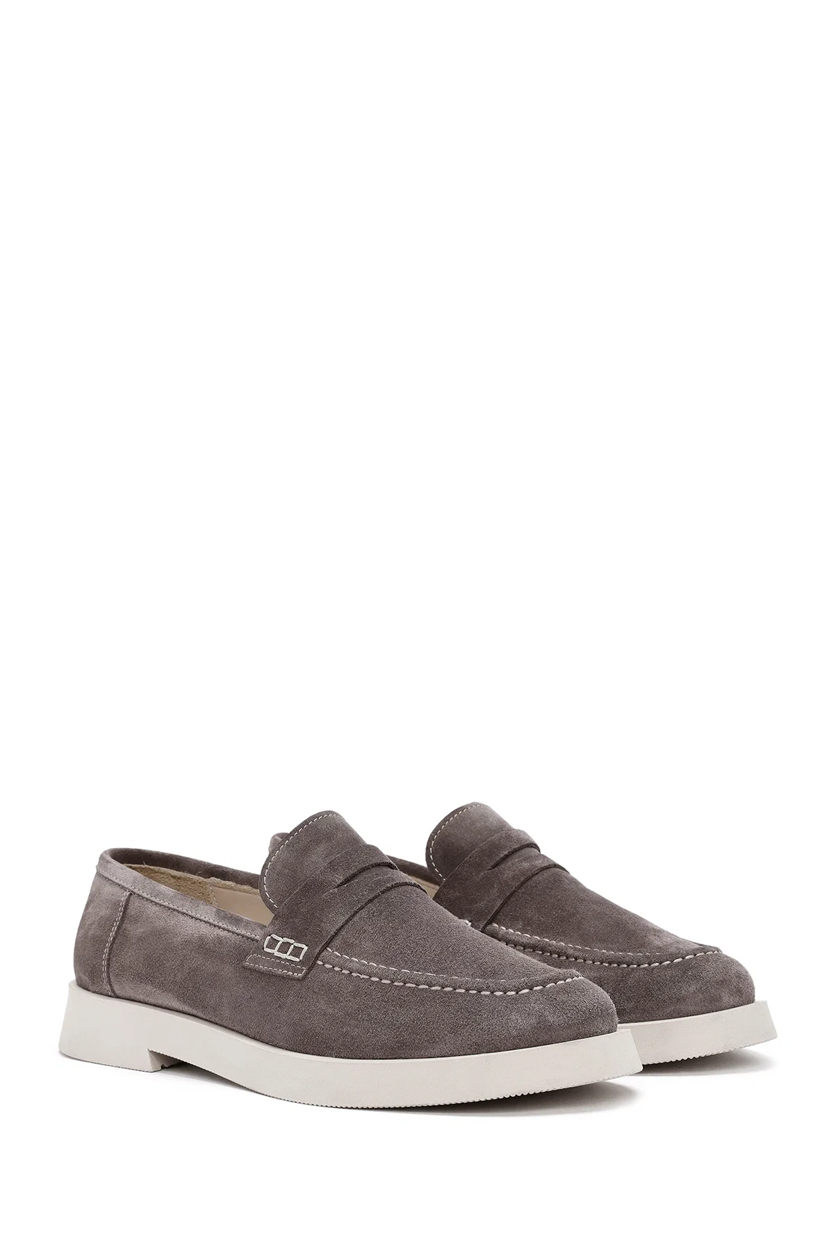 Kadın Vizon Süet Deri Maskülen Loafer - Image 3