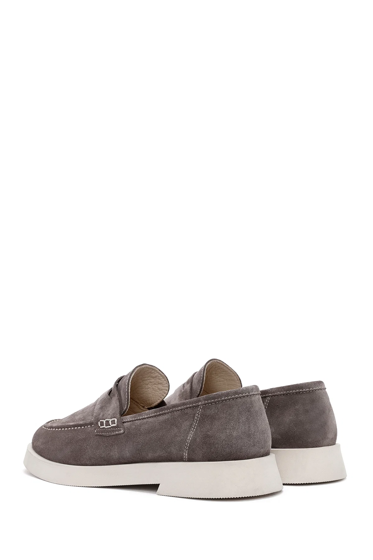 Kadın Vizon Süet Deri Maskülen Loafer - Image 5