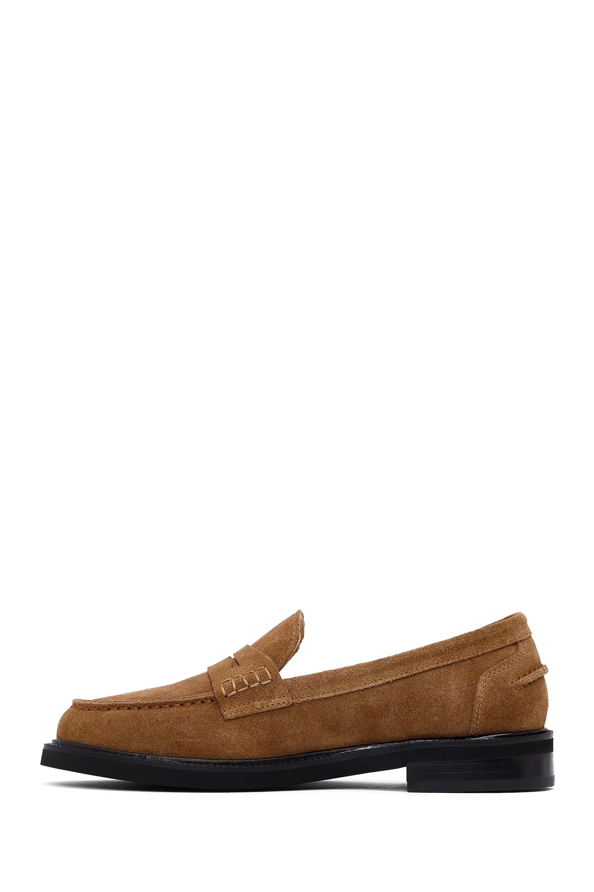 Kadın Vizon Süet Deri Maskülen Loafer - Image 2