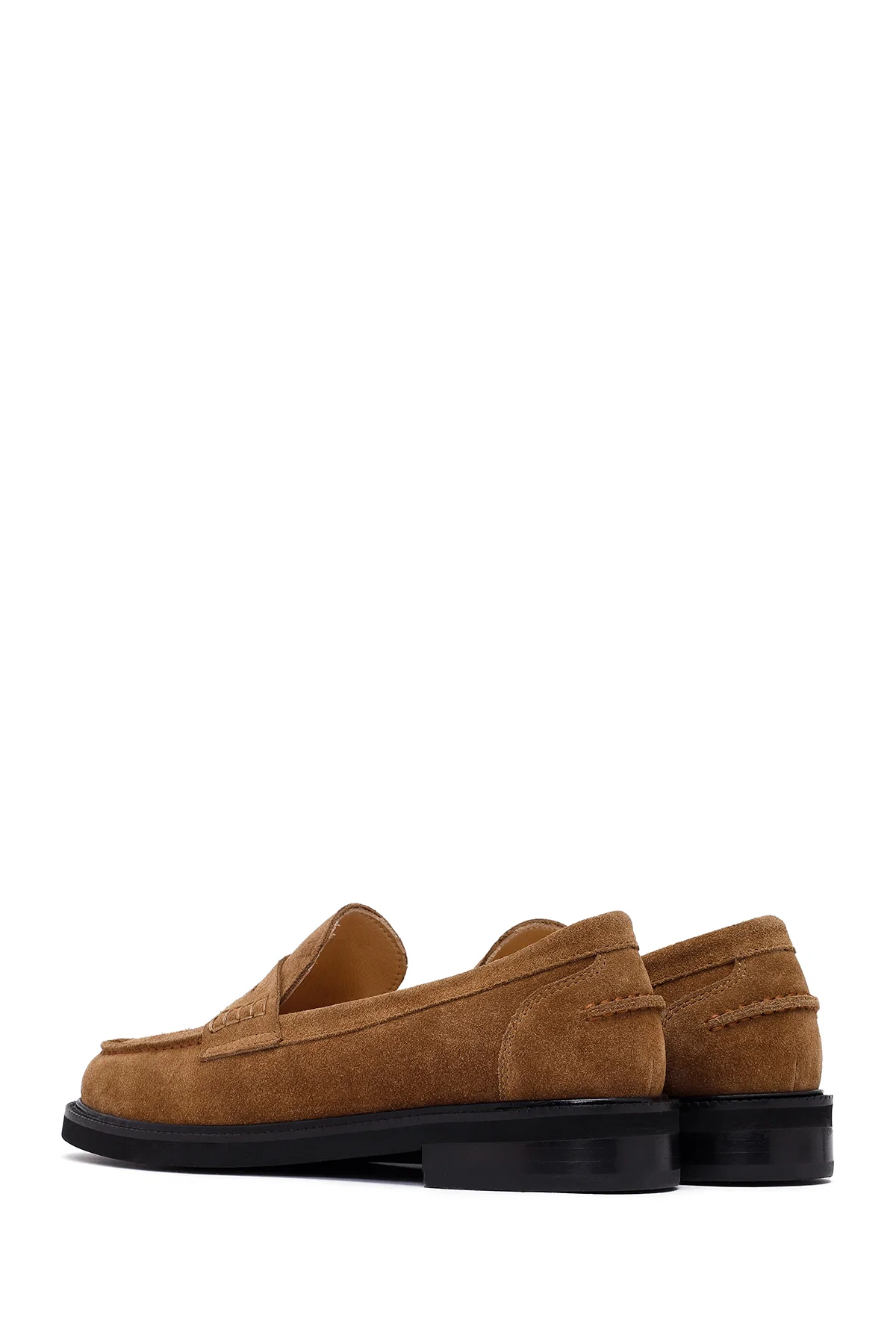 Kadın Vizon Süet Deri Maskülen Loafer - Image 5