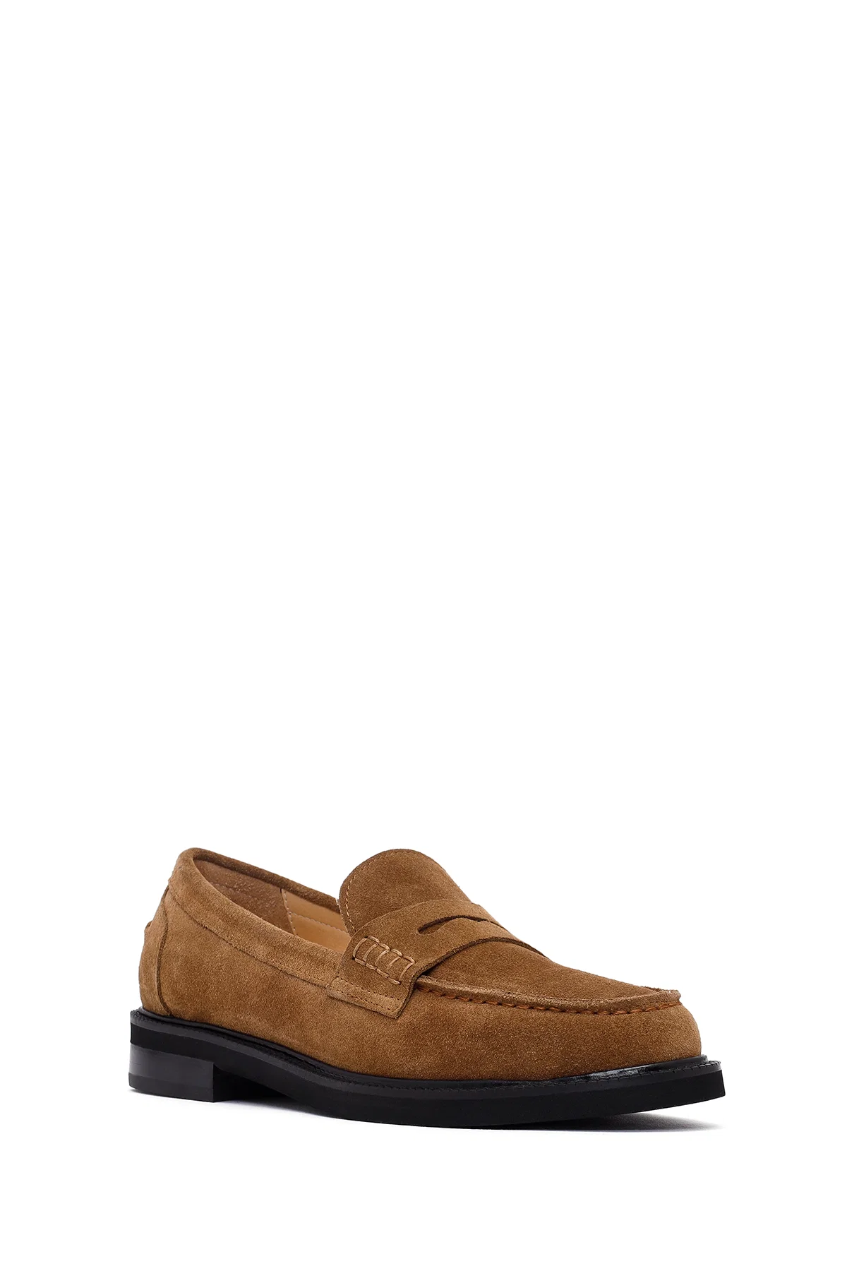 Kadın Vizon Süet Deri Maskülen Loafer - Image 6