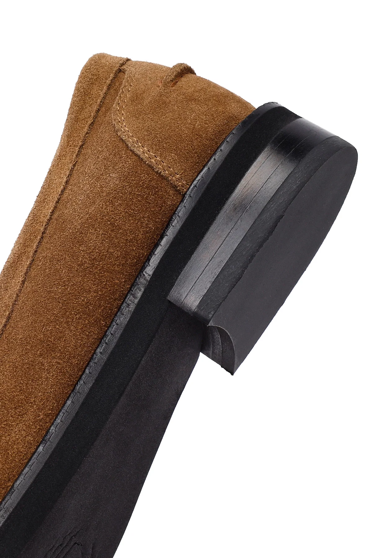 Kadın Vizon Süet Deri Maskülen Loafer - Image 8
