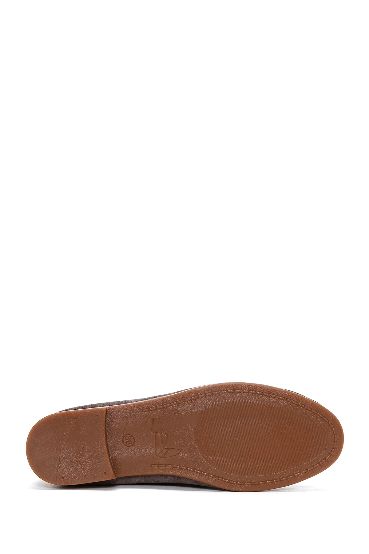 Kadın Vizon Süet Deri Maskülen Loafer - Image 4
