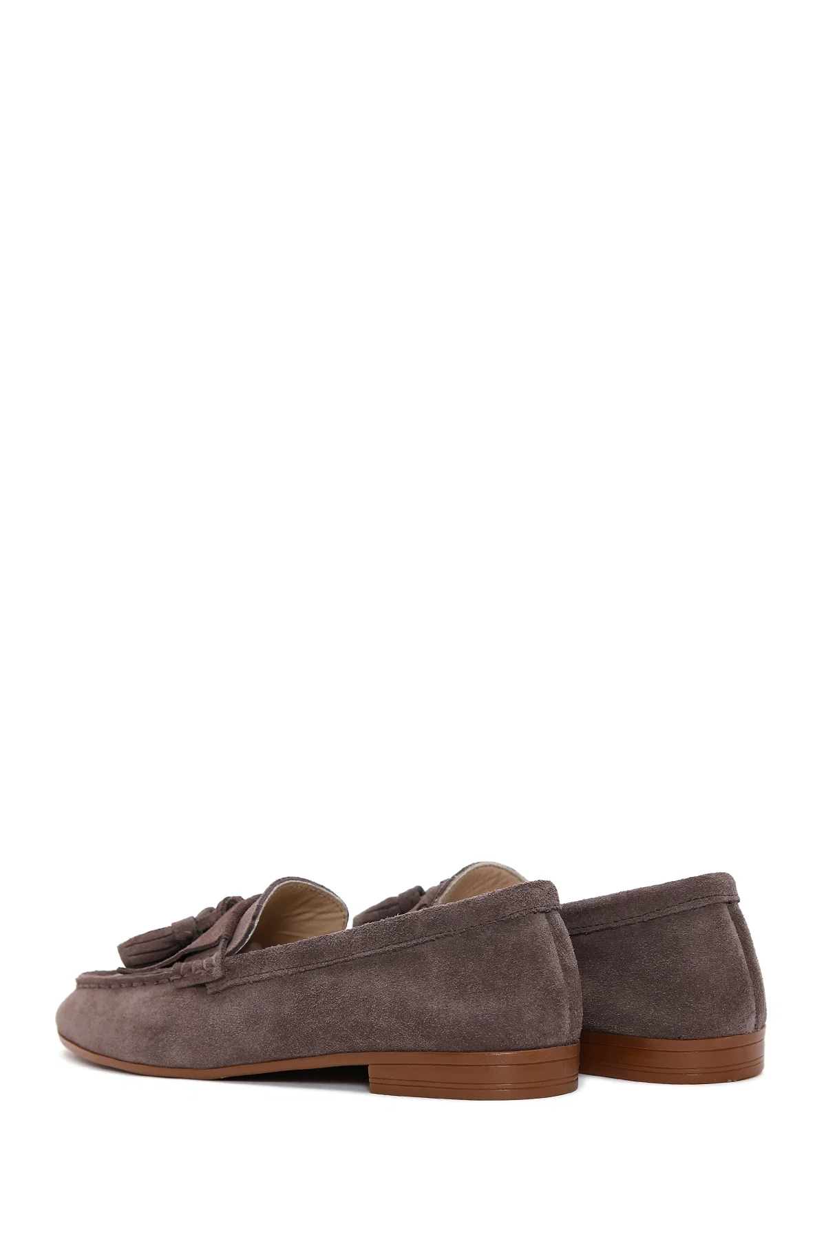 Kadın Vizon Süet Deri Maskülen Loafer - Image 5