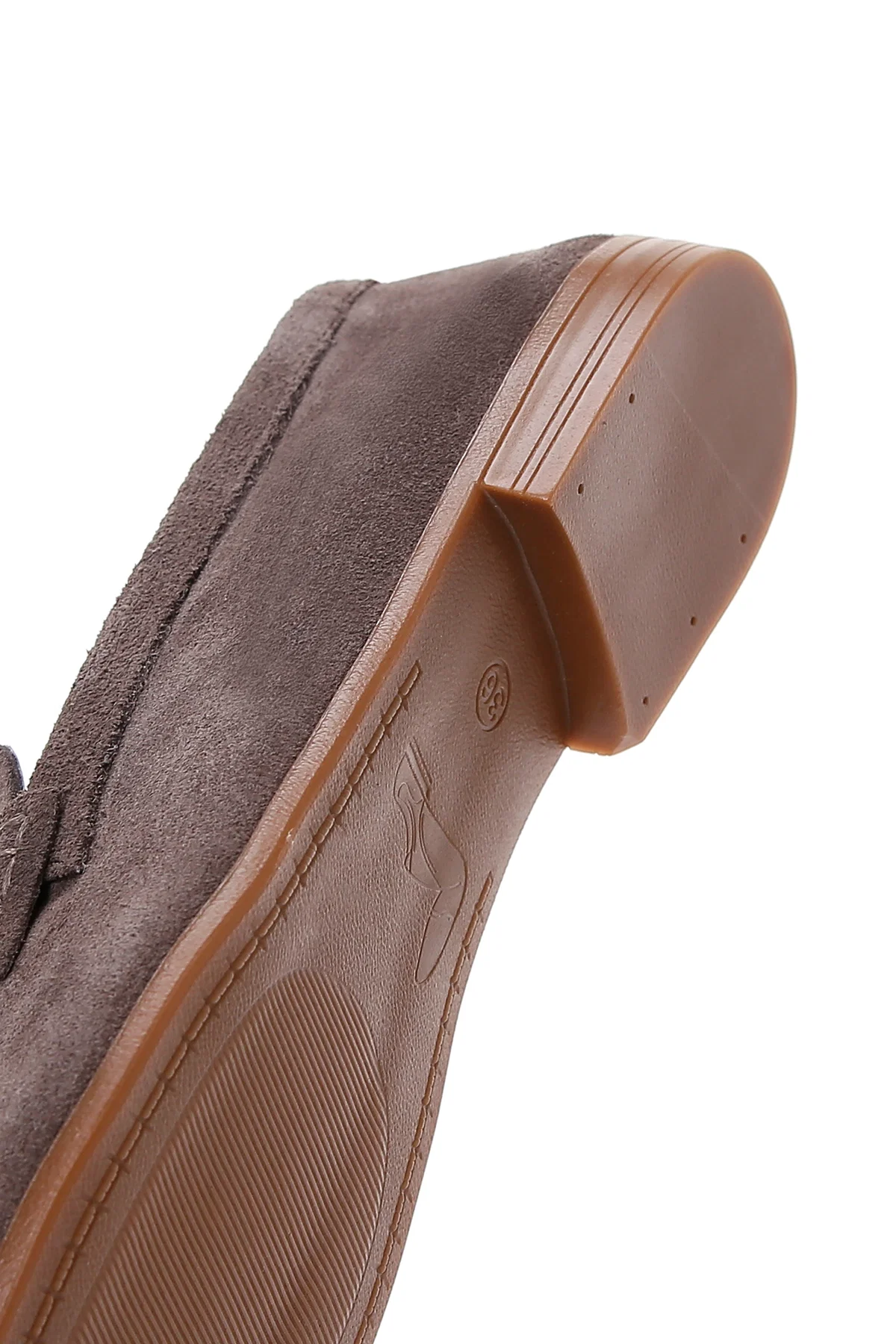 Kadın Vizon Süet Deri Maskülen Loafer - Image 7