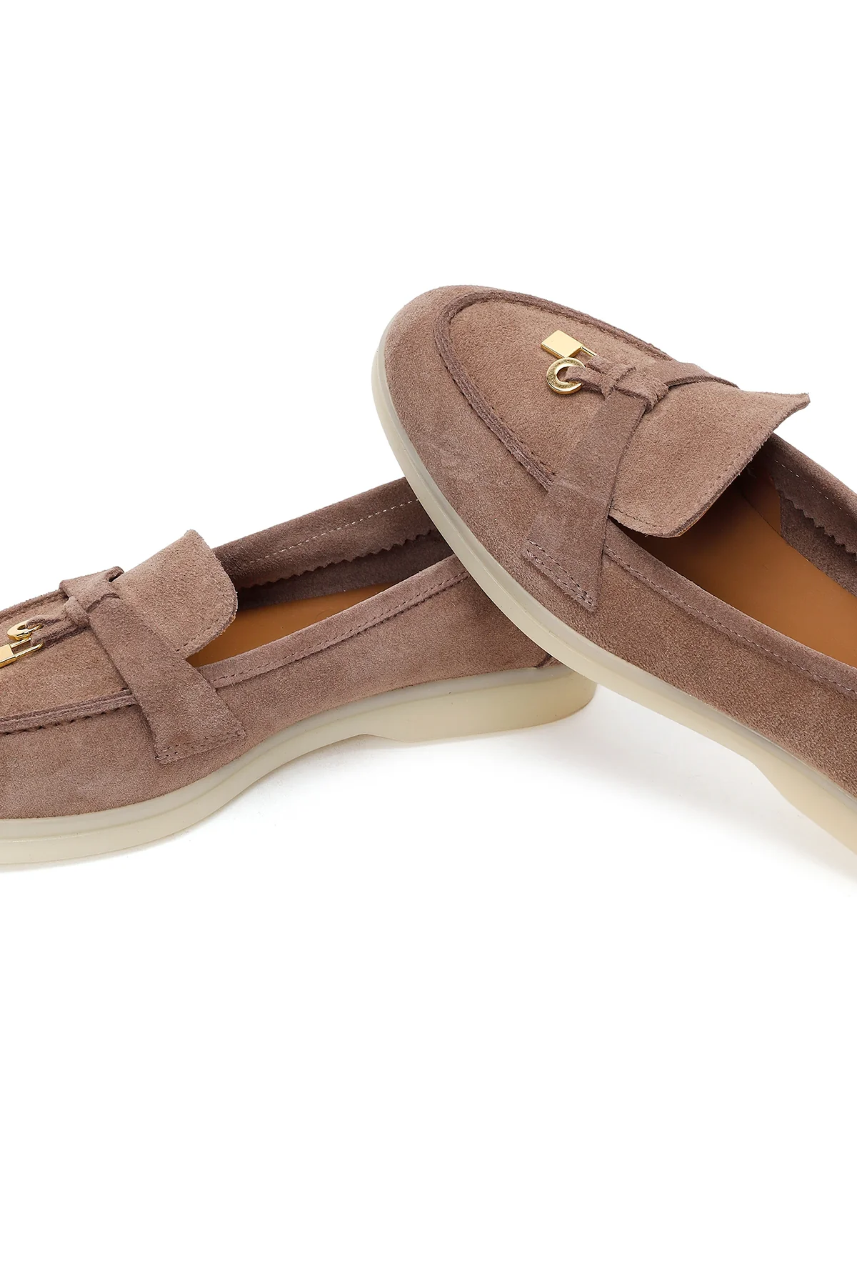 Kadın Vizon Süet Deri Maskülen Loafer - Image 10