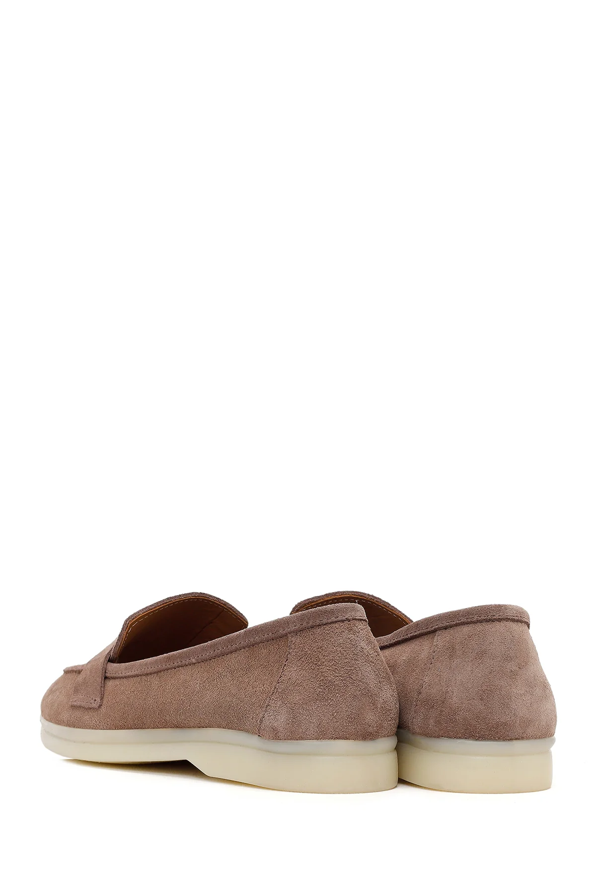 Kadın Vizon Süet Deri Maskülen Loafer - Image 6