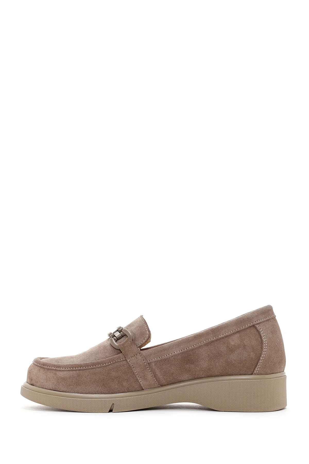 Kadın Vizon Süet Deri Tokalı Comfort Casual Loafer - Image 2