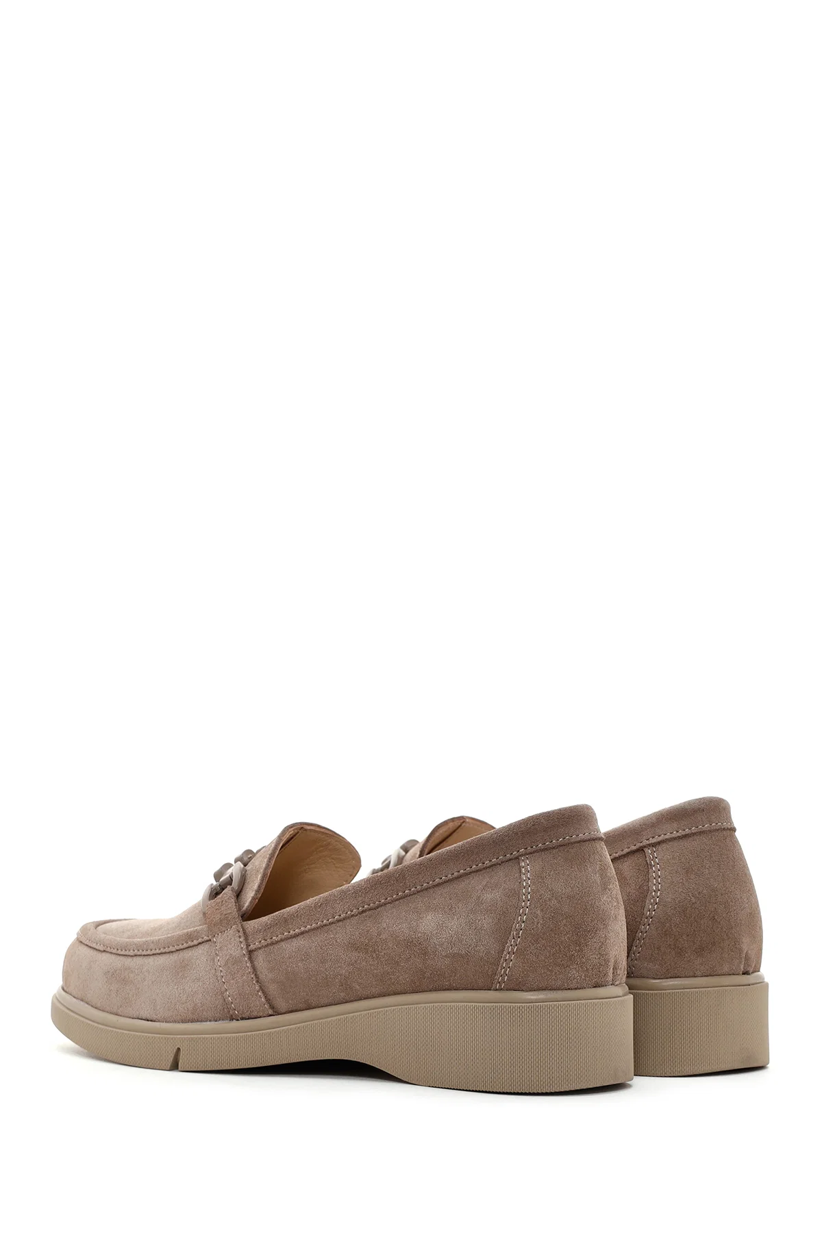 Kadın Vizon Süet Deri Tokalı Comfort Casual Loafer - Image 5
