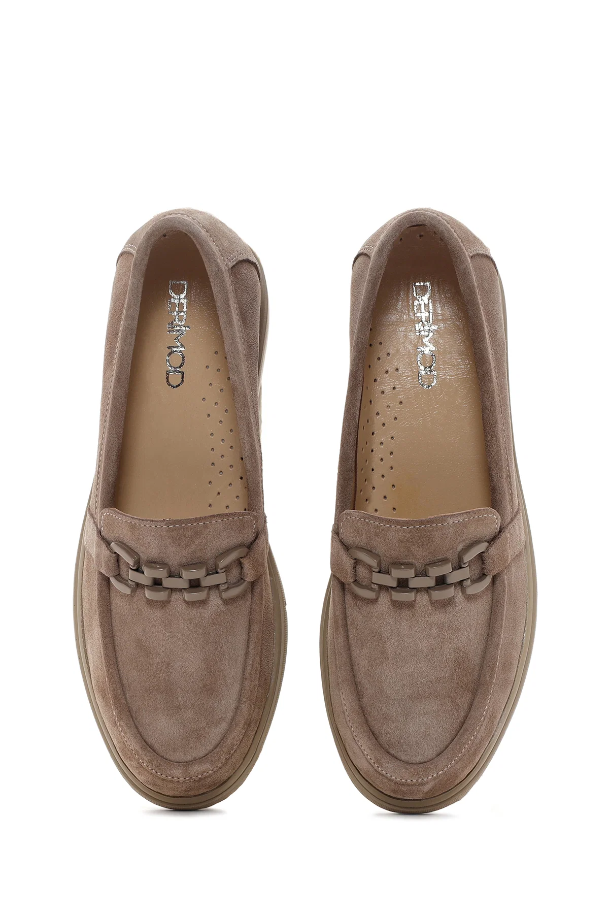 Kadın Vizon Süet Deri Tokalı Comfort Casual Loafer - Image 6