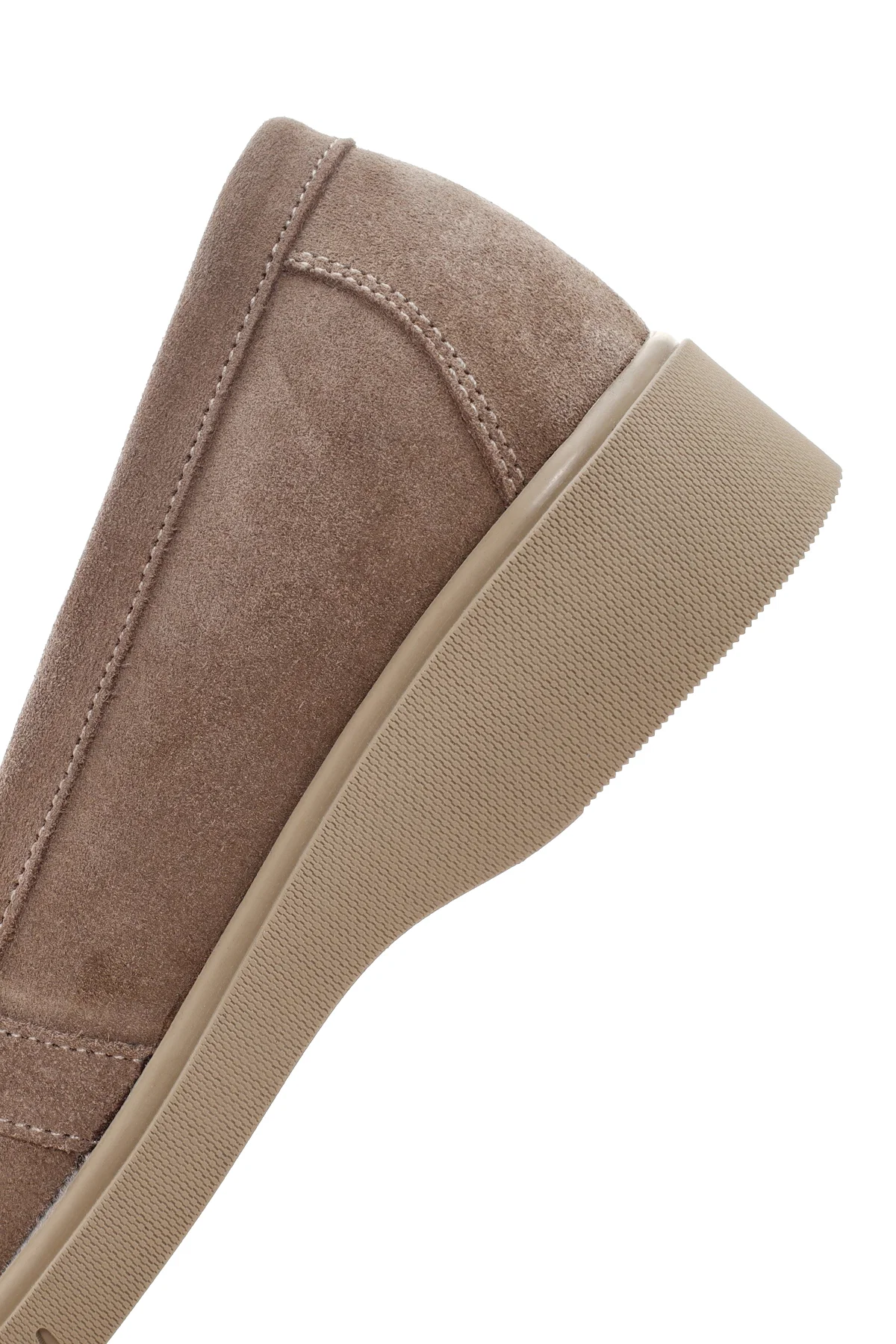 Kadın Vizon Süet Deri Tokalı Comfort Casual Loafer - Image 7