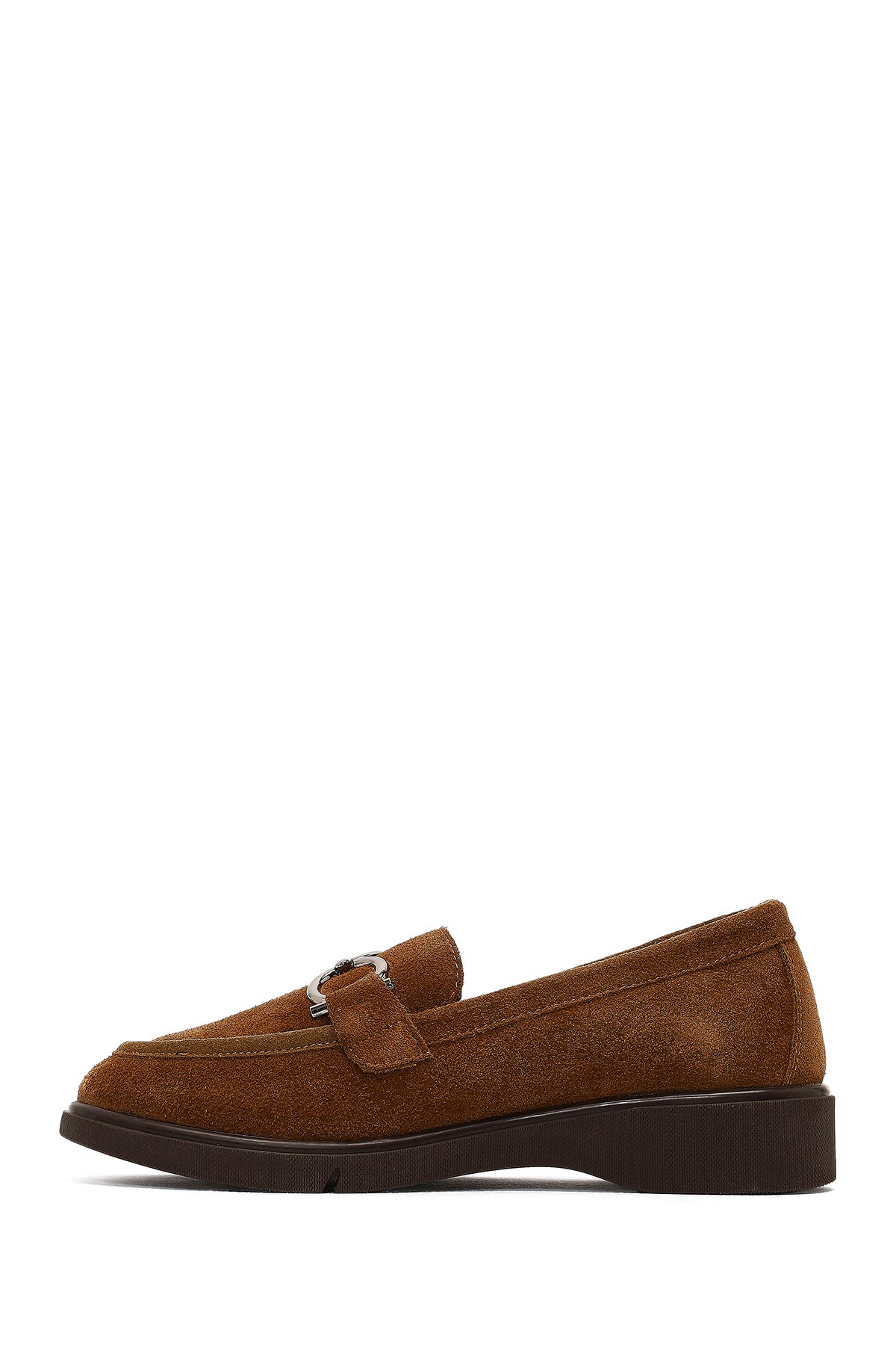 Kadın Vizon Tokalı Süet Deri Comfort Loafer - Image 4