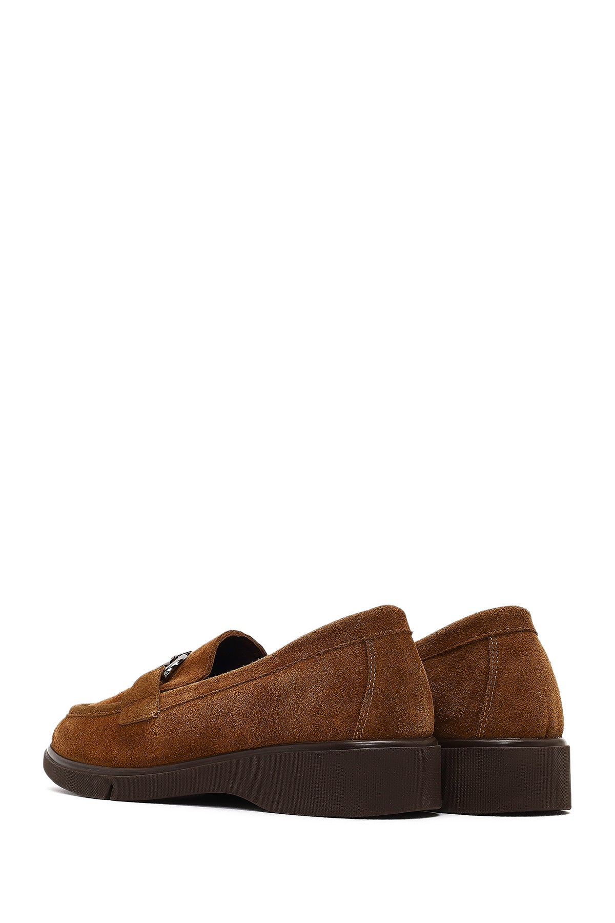 Kadın Vizon Tokalı Süet Deri Comfort Loafer - Image 7