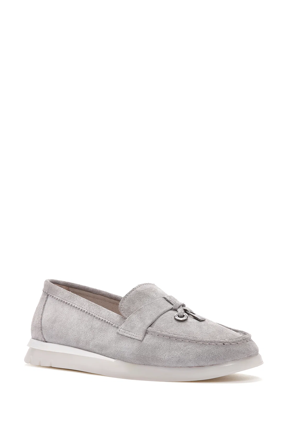 Kadın Vizon Tokalı Süet Deri Comfort Loafer - Image 6