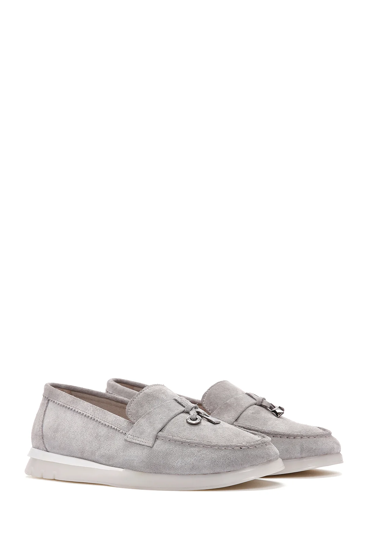 Kadın Vizon Tokalı Süet Deri Comfort Loafer - Image 2