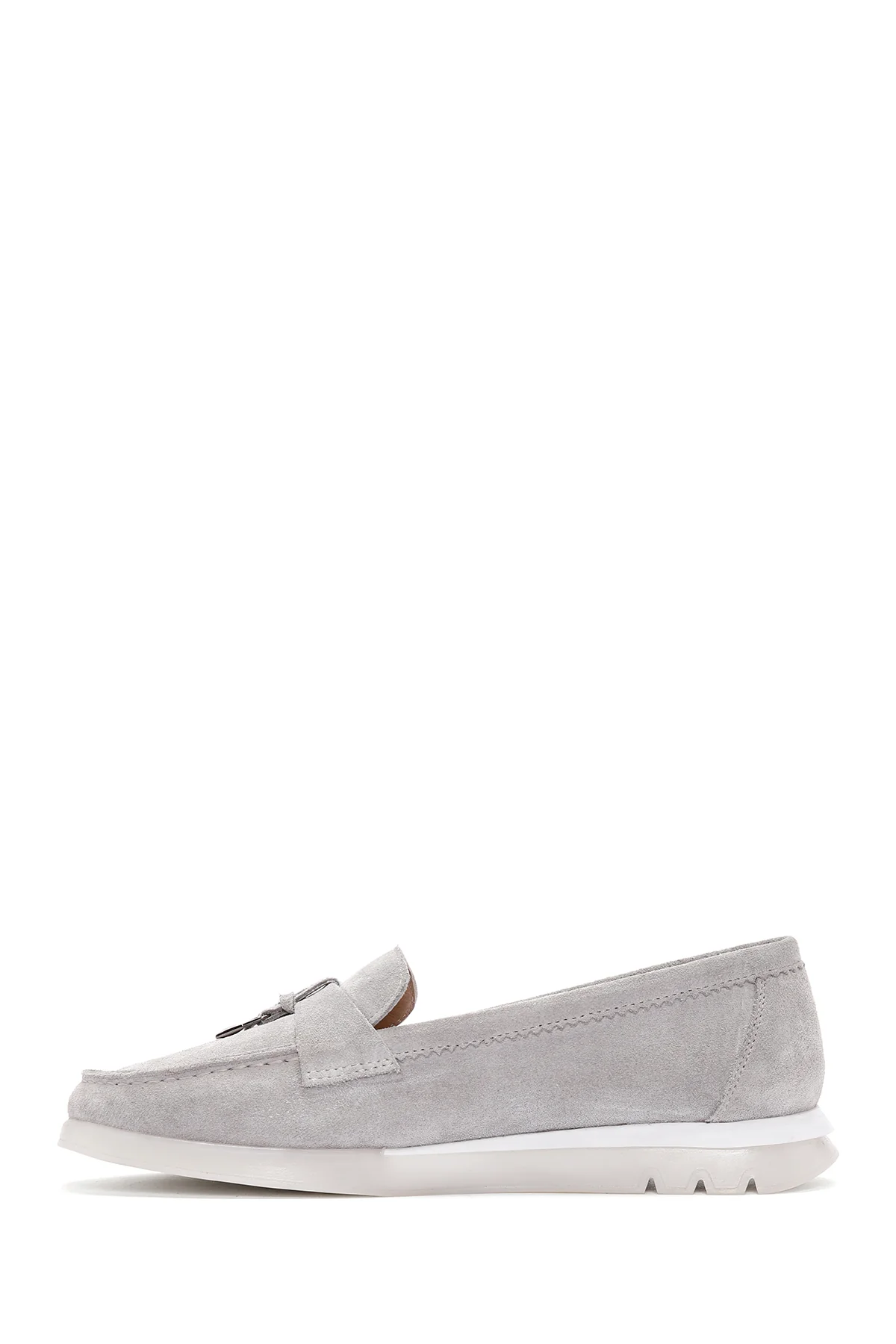 Kadın Vizon Tokalı Süet Deri Comfort Loafer - Image 3