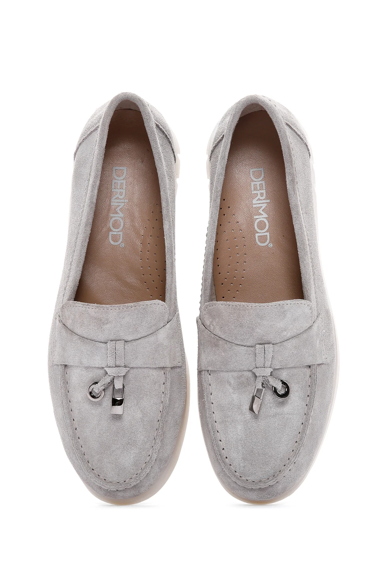 Kadın Vizon Tokalı Süet Deri Comfort Loafer - Image 4
