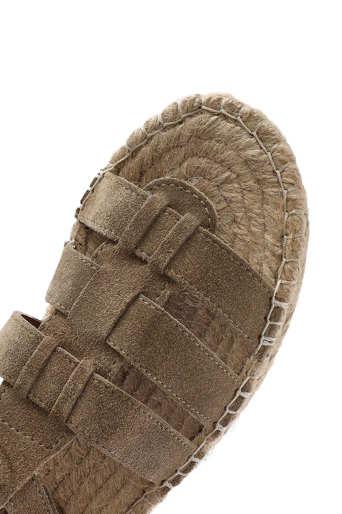 Kadın Vizon Tokalı Süet Deri Espadril Sandalet - Image 9
