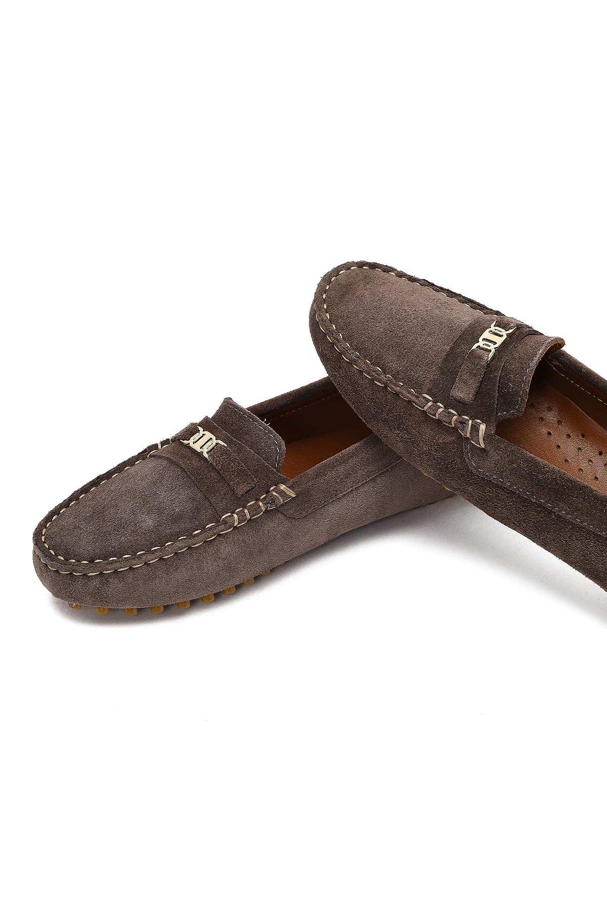 Kadın Vizon Tokalı Süet Deri Loafer - Image 10