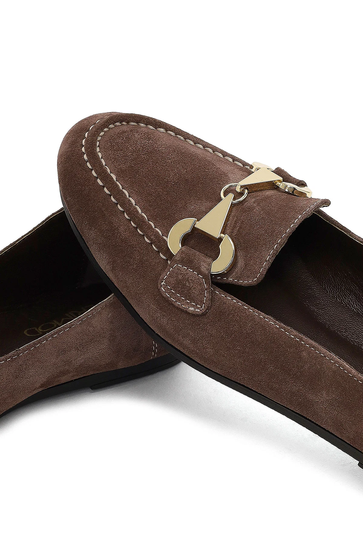 Kadın Vizon Tokalı Süet Deri Loafer - Image 10
