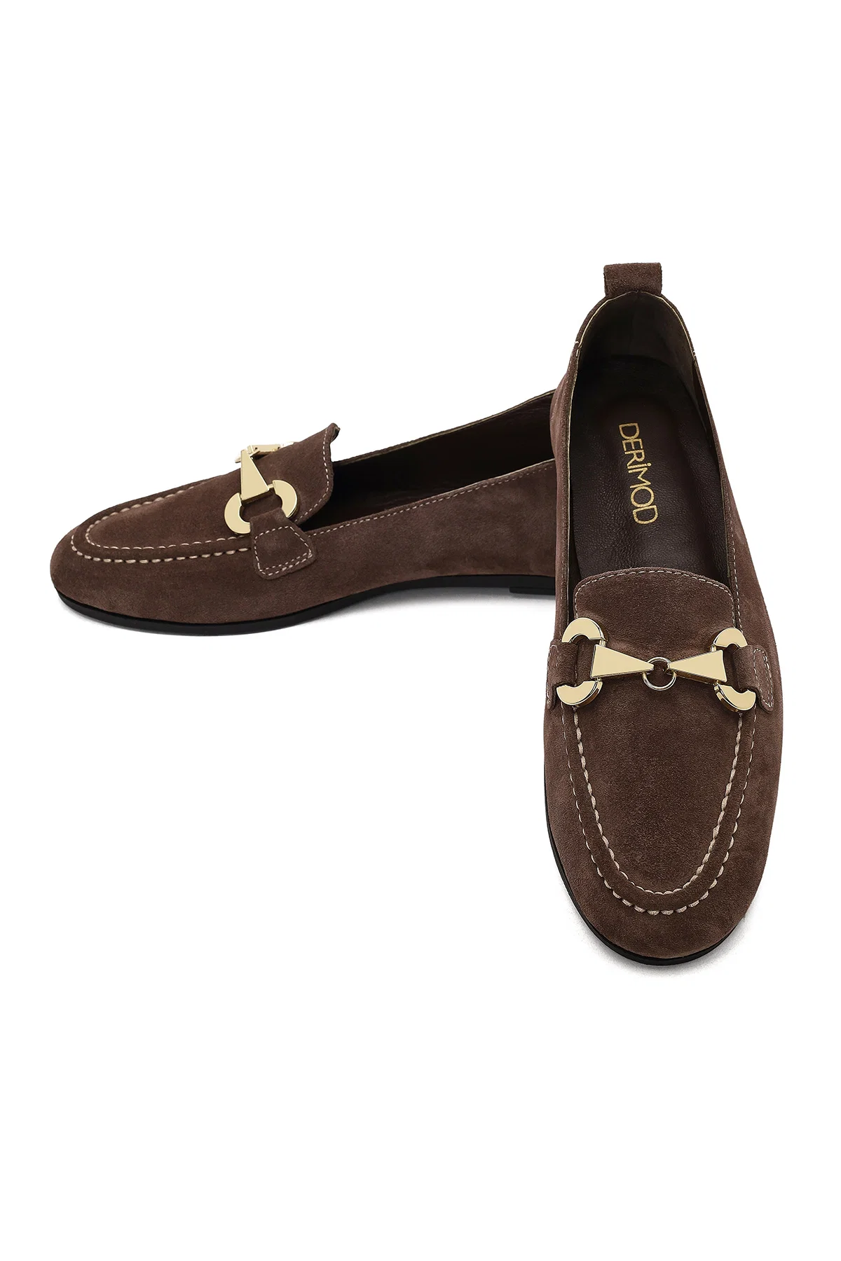 Kadın Vizon Tokalı Süet Deri Loafer - Image 11