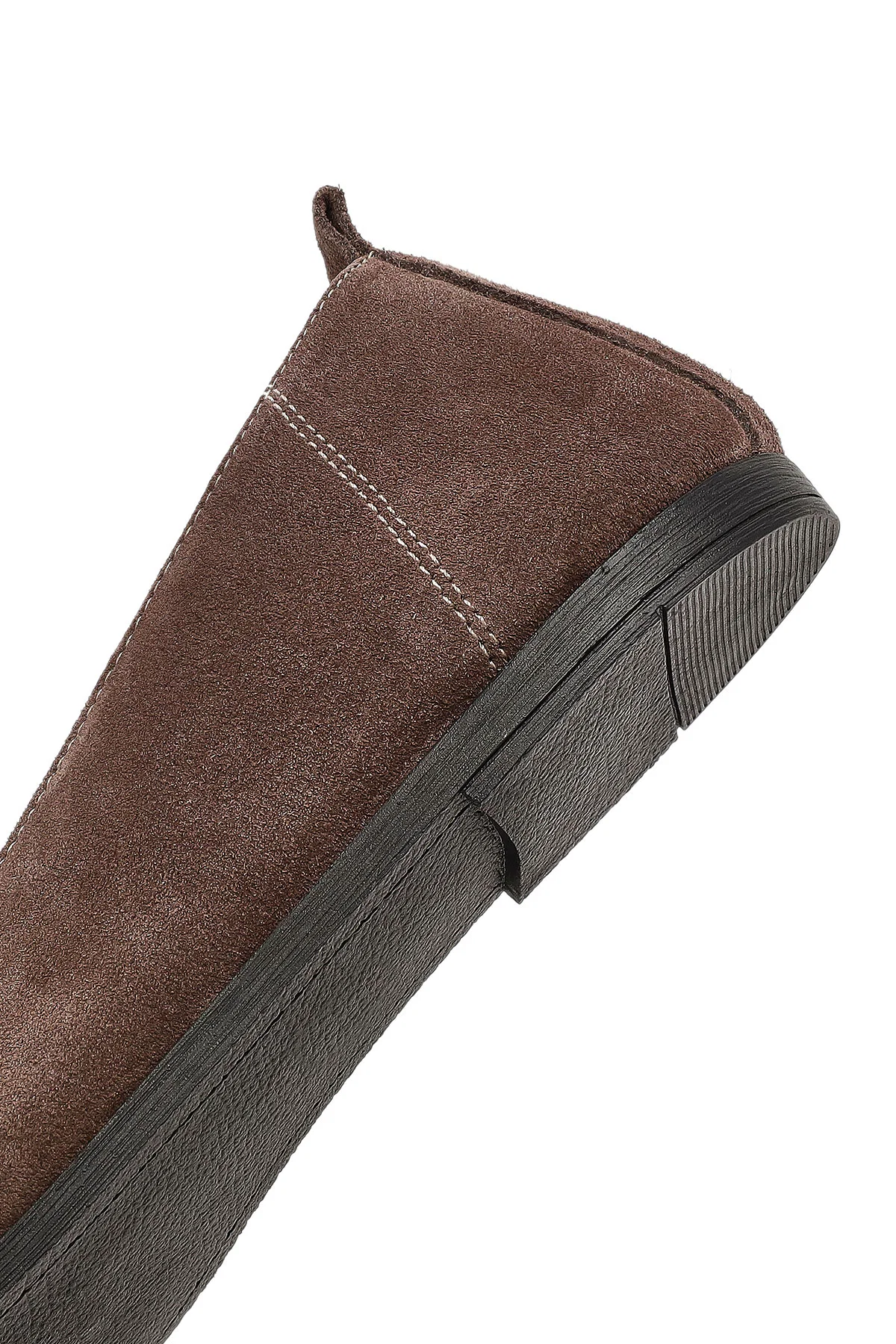 Kadın Vizon Tokalı Süet Deri Loafer - Image 8