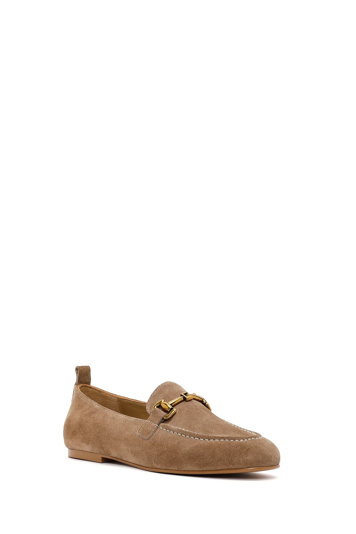 Kadın Vizon Tokalı Süet Deri Loafer - Image 7