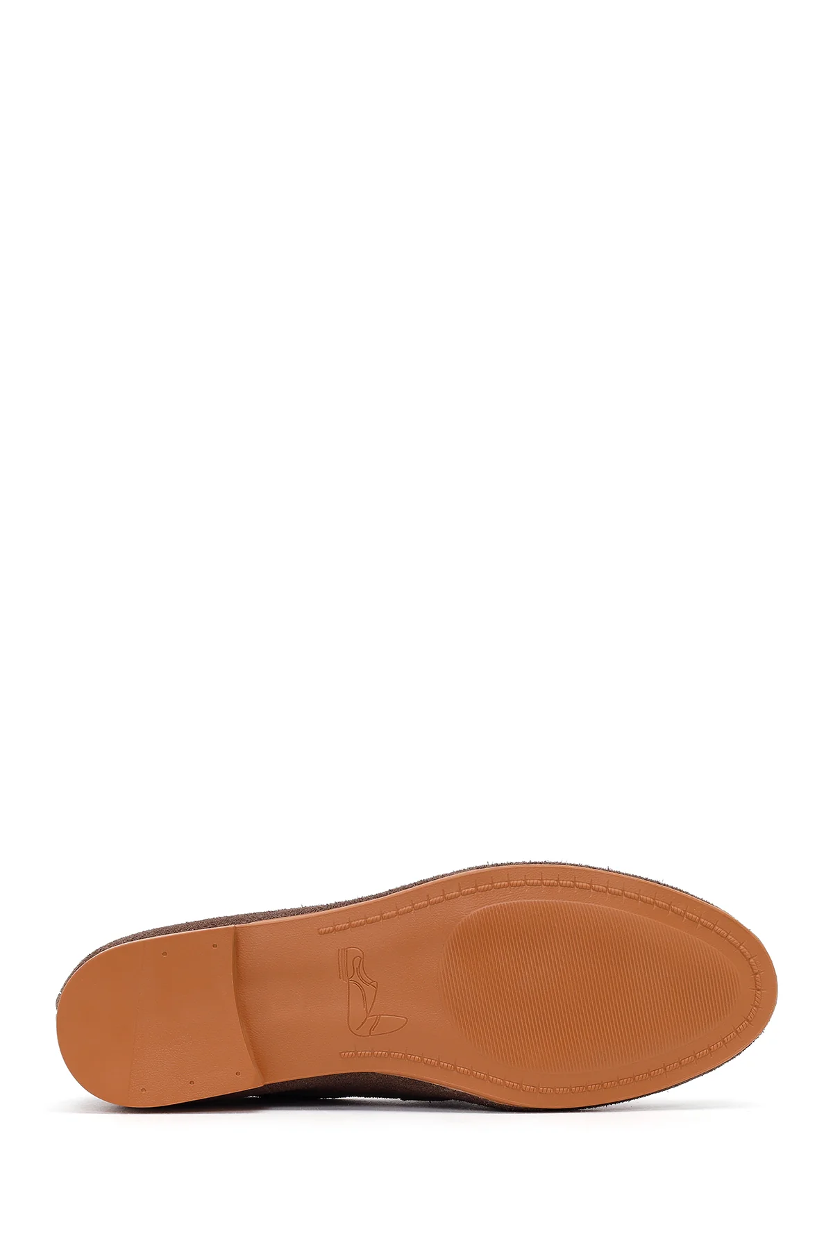 Kadın Vizon Tokalı Süet Deri Maskülen Loafer - Image 5