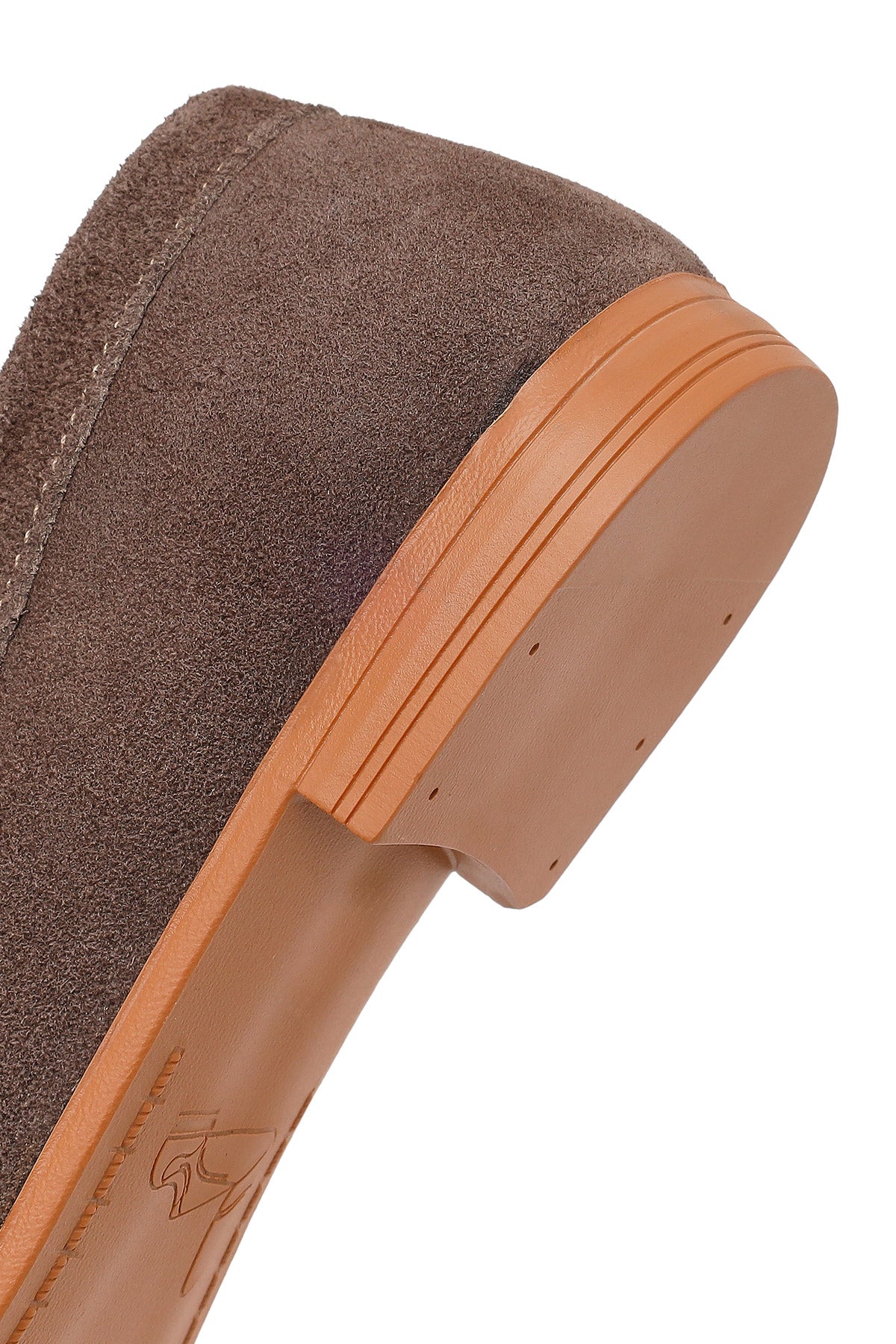 Kadın Vizon Tokalı Süet Deri Maskülen Loafer - Image 8