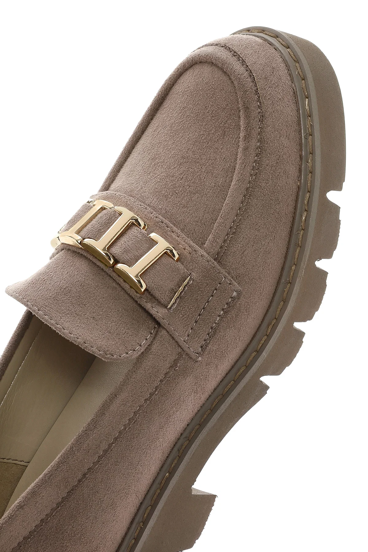 Kadın Vizon Tokalı Süet Maskülen Loafer - Image 10