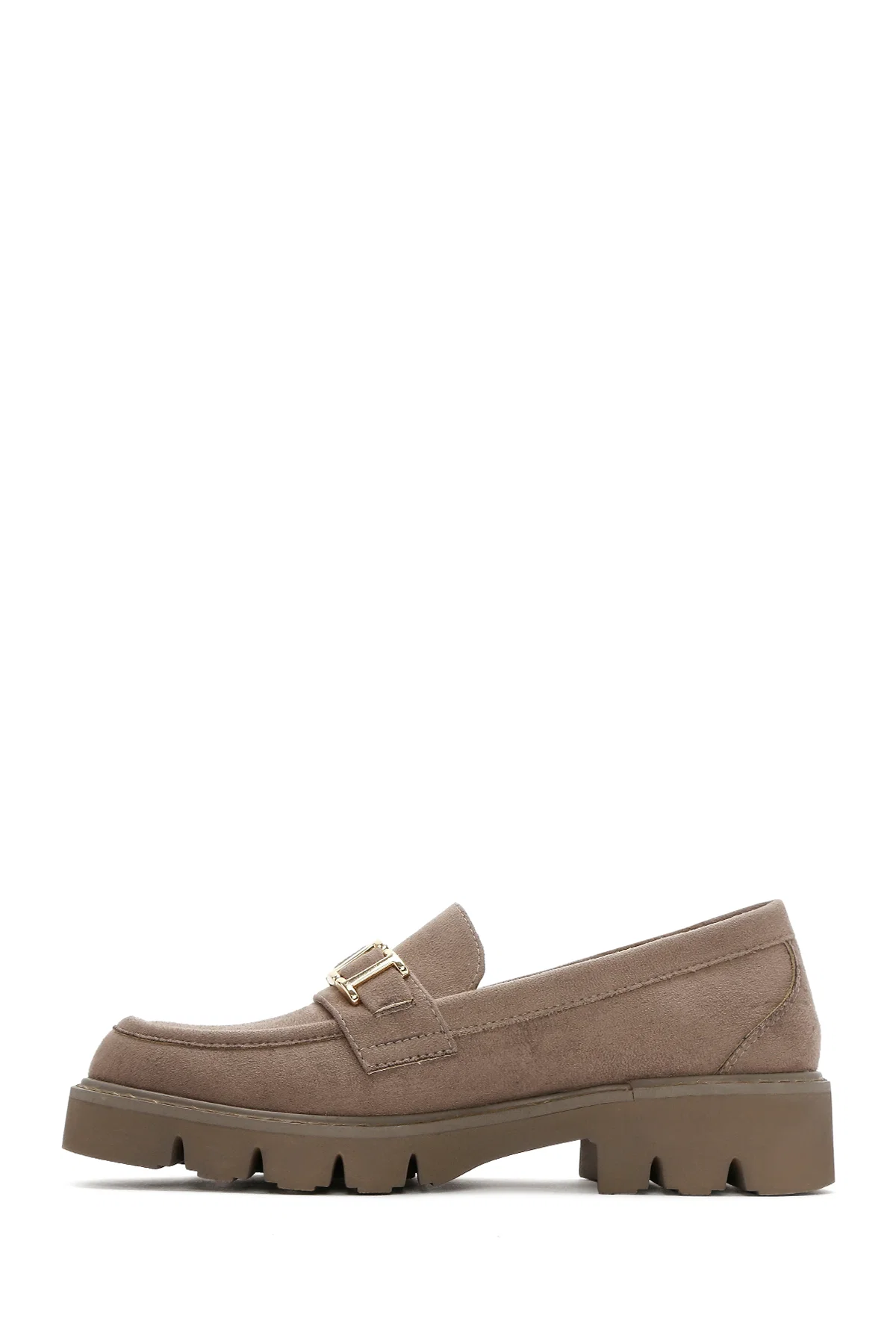 Kadın Vizon Tokalı Süet Maskülen Loafer - Image 2