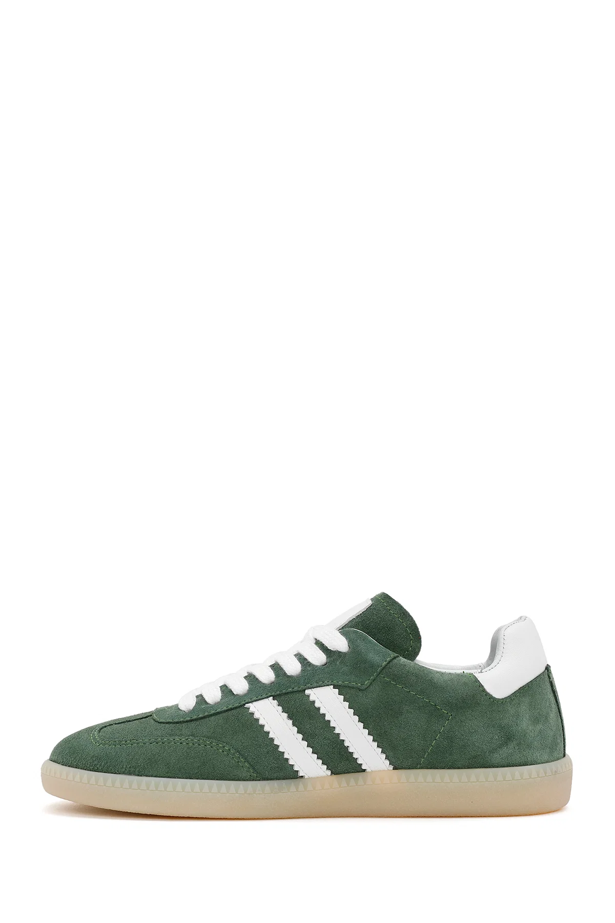 Kadın Yeşil Bağcıklı Süet Deri Sneaker - Image 2