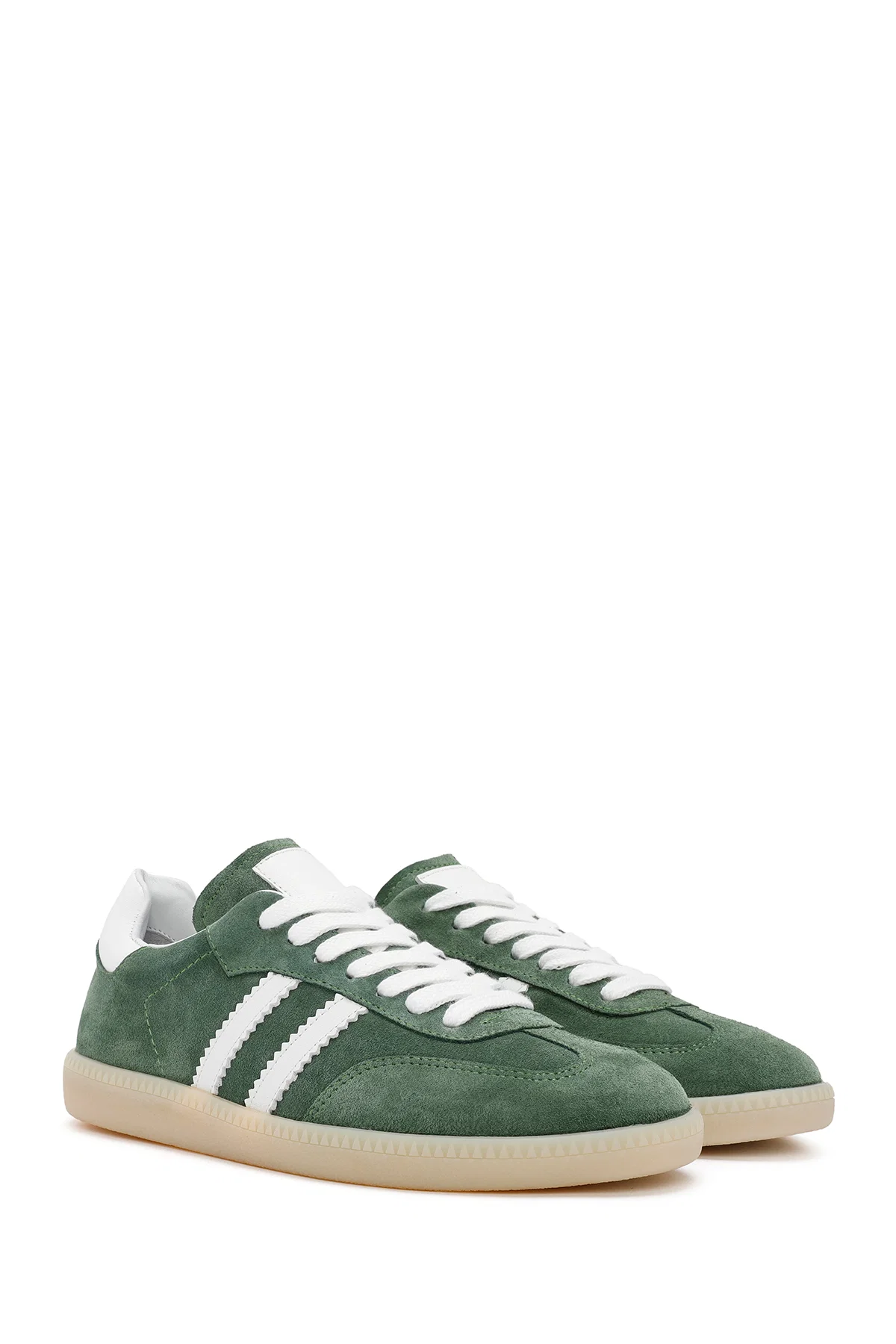 Kadın Yeşil Bağcıklı Süet Deri Sneaker - Image 3