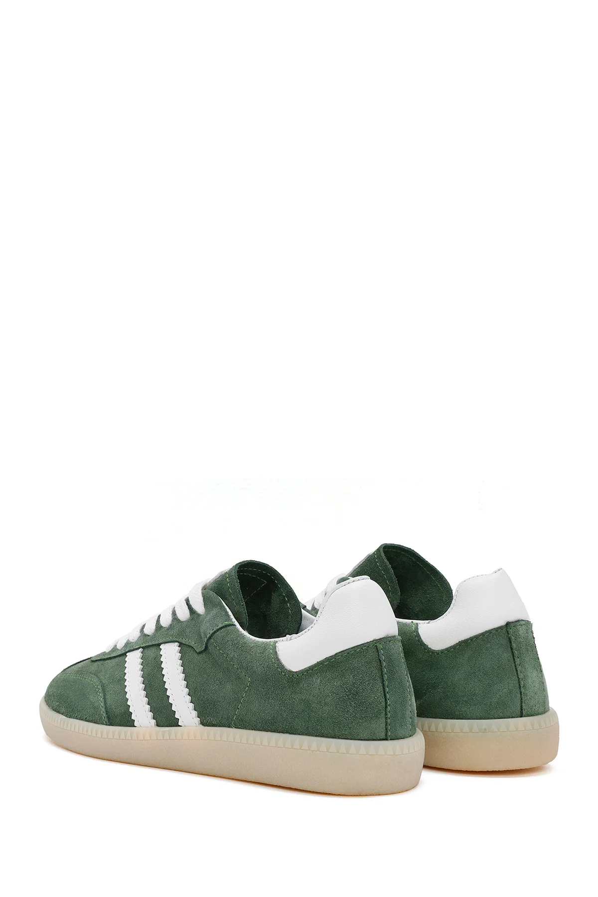Kadın Yeşil Bağcıklı Süet Deri Sneaker - Image 5