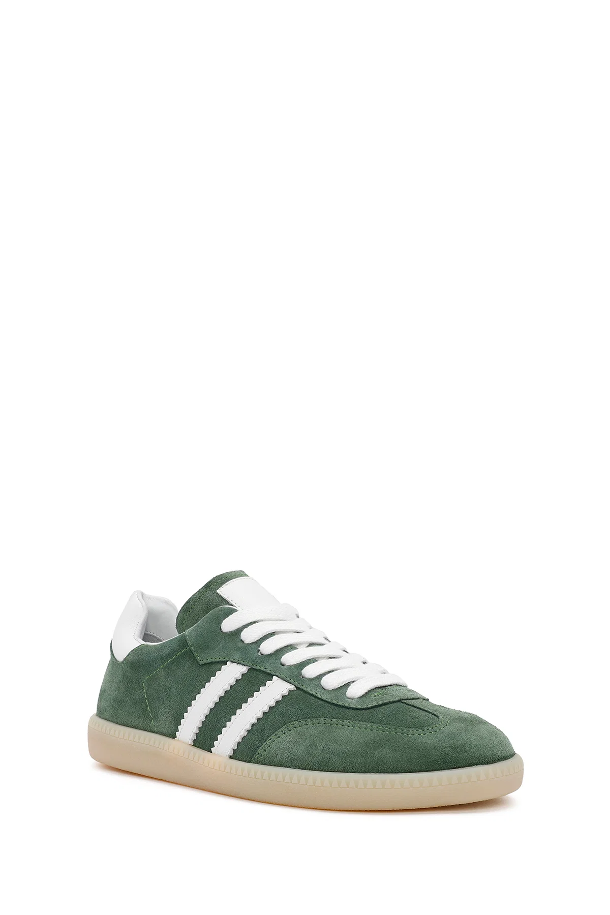 Kadın Yeşil Bağcıklı Süet Deri Sneaker - Image 6