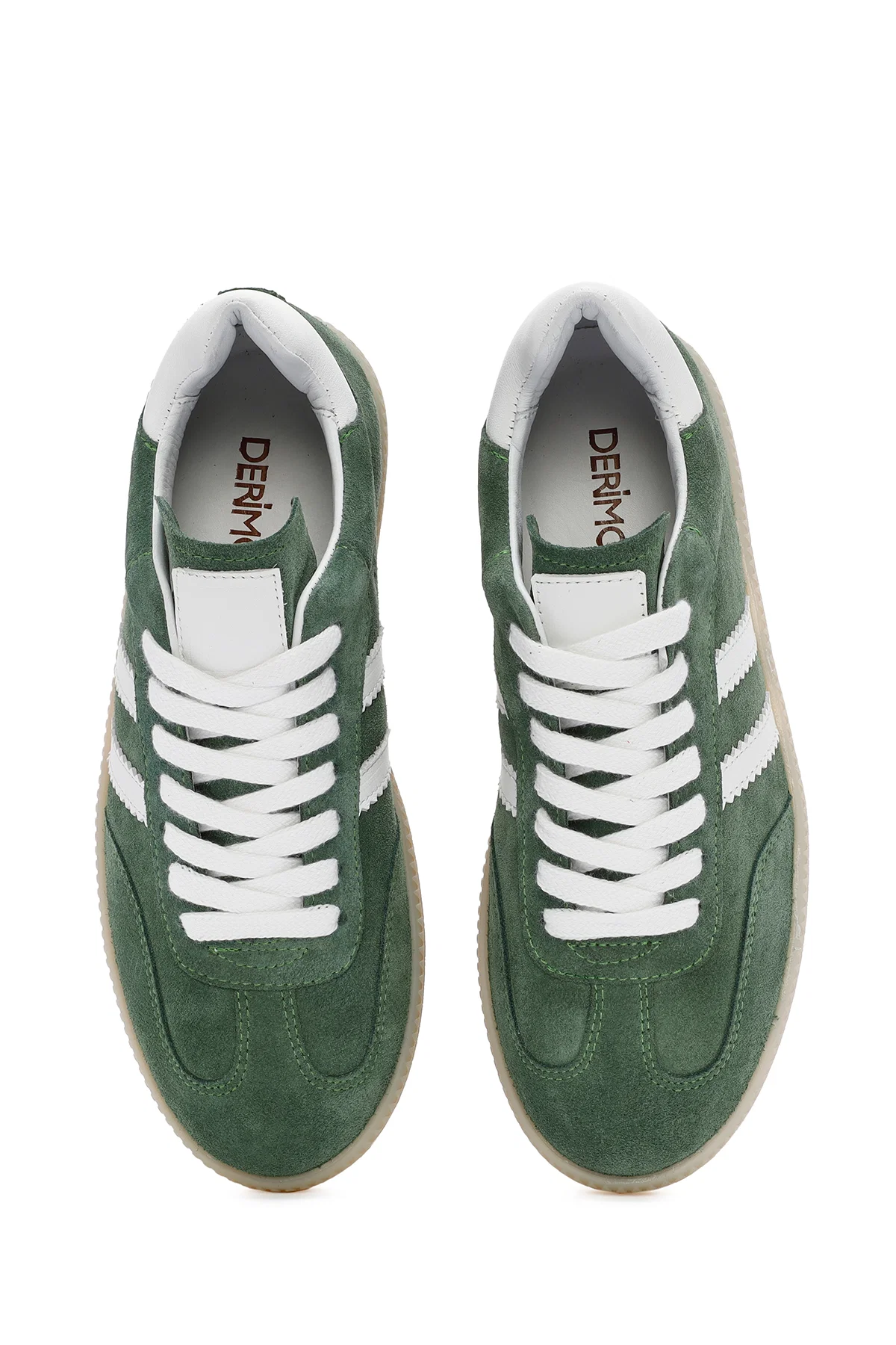 Kadın Yeşil Bağcıklı Süet Deri Sneaker - Image 7