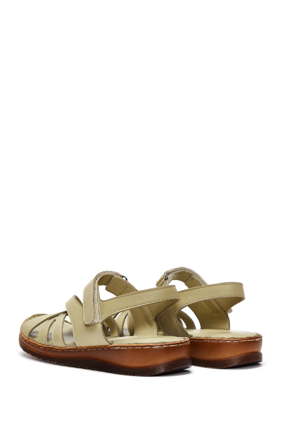 Kadın Yeşil Deri Comfort Sandalet - Image 5