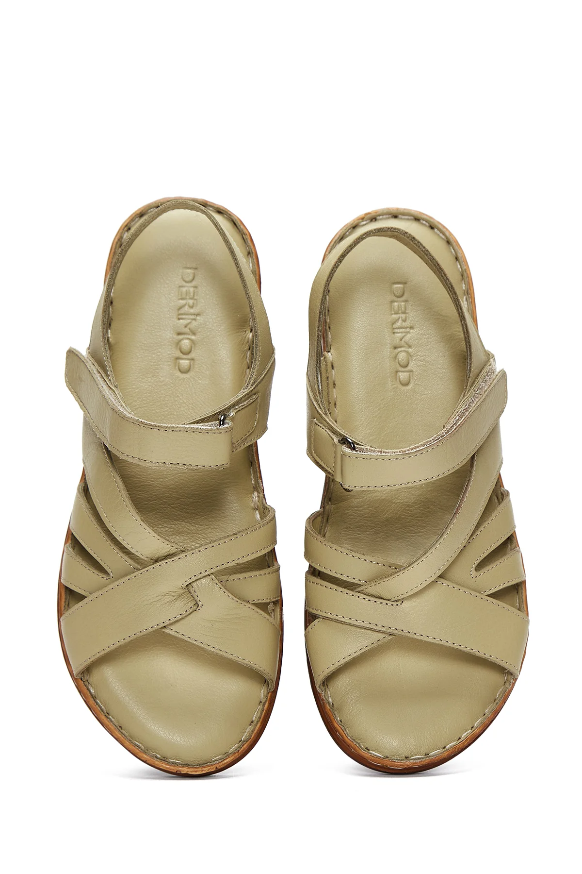 Kadın Yeşil Deri Comfort Sandalet - Image 6