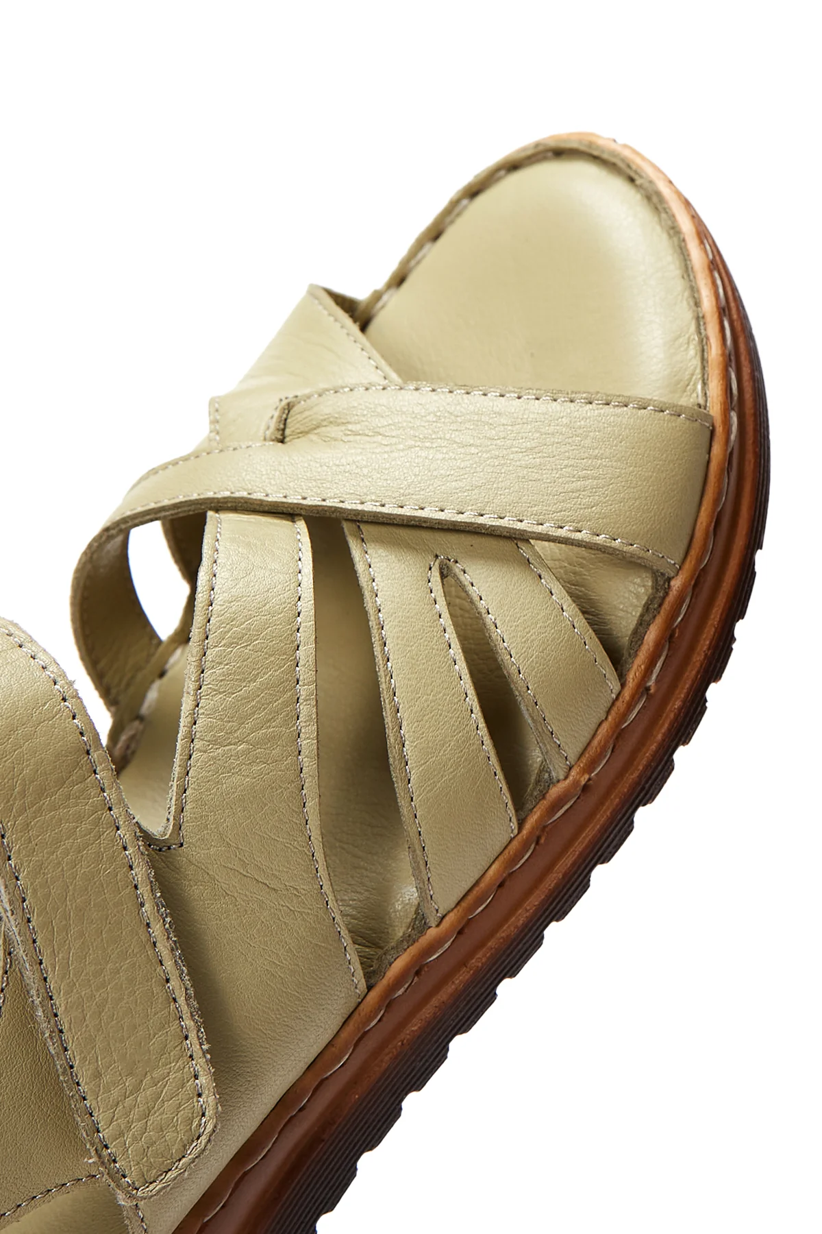 Kadın Yeşil Deri Comfort Sandalet - Image 7