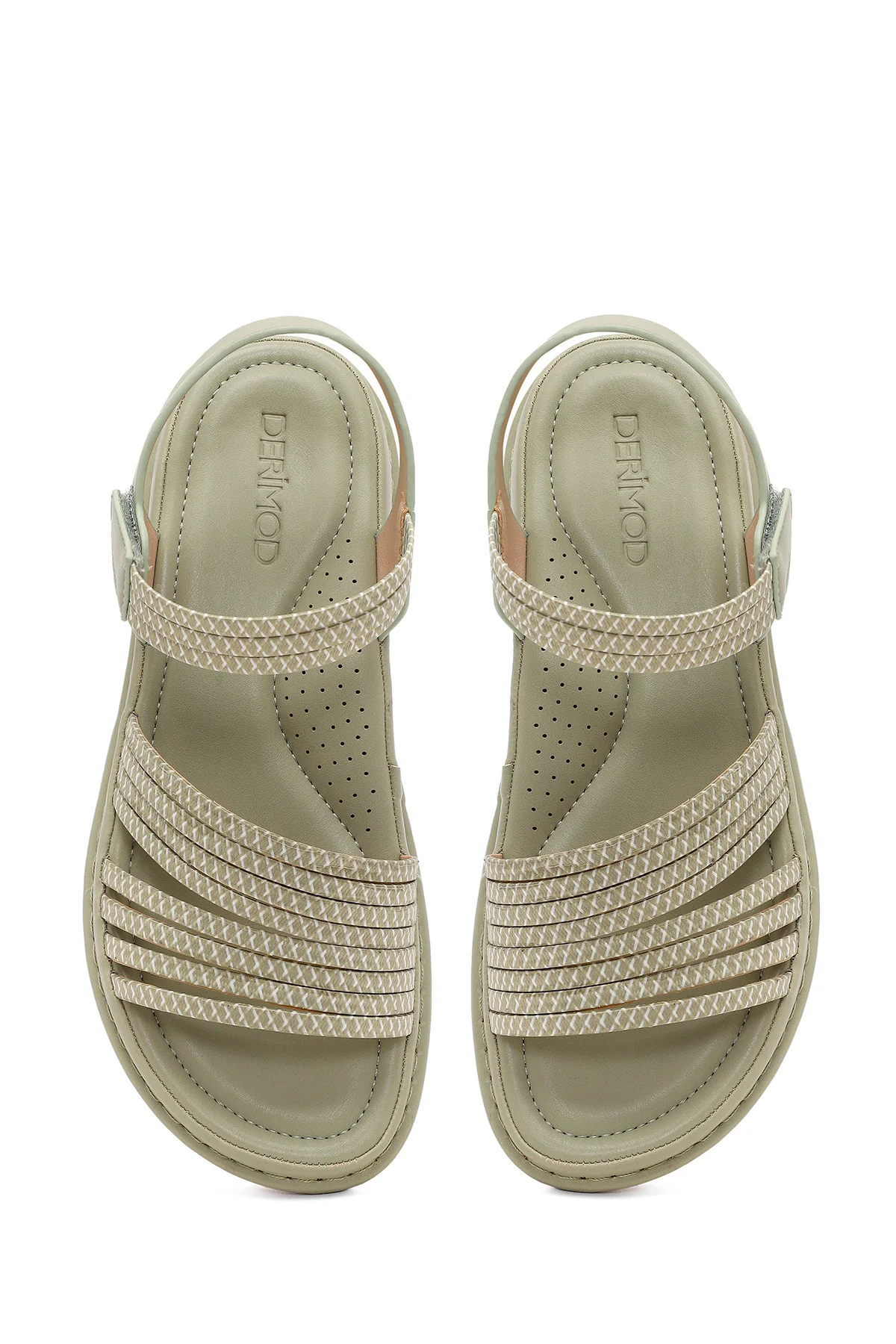 Kadın Yeşil Kalın Tabanlı Comfort Sandalet - Image 4