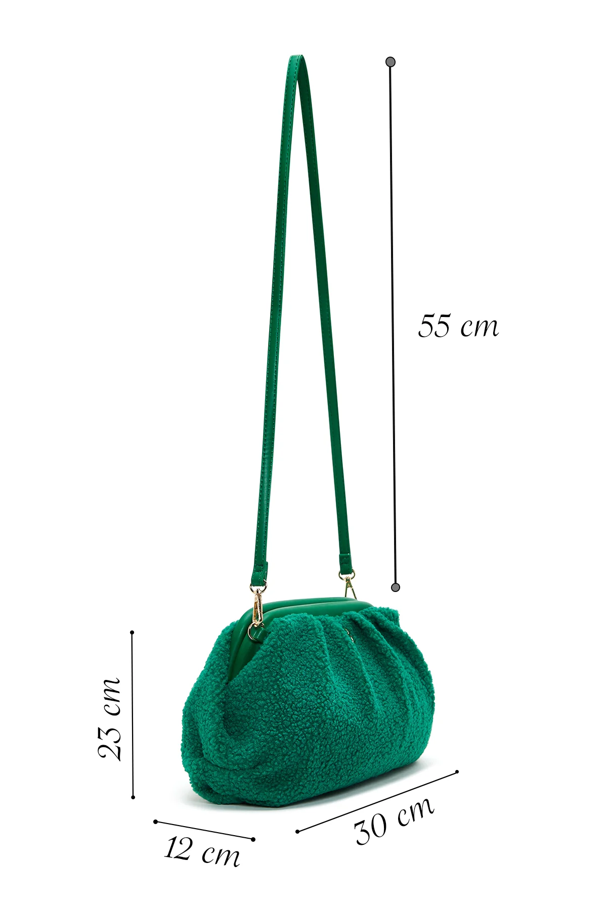 Kadın Yeşil Peluş Çapraz Çanta - Image 2