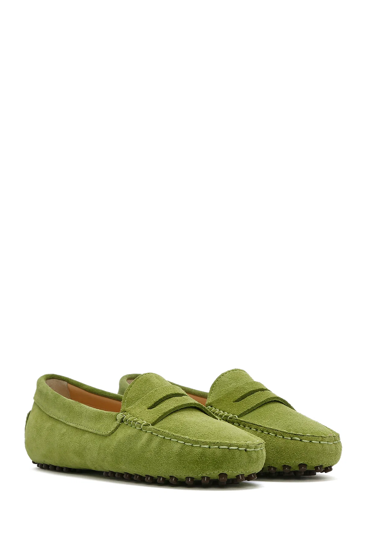Kadın Yeşil Süet Deri Loafer - Image 3
