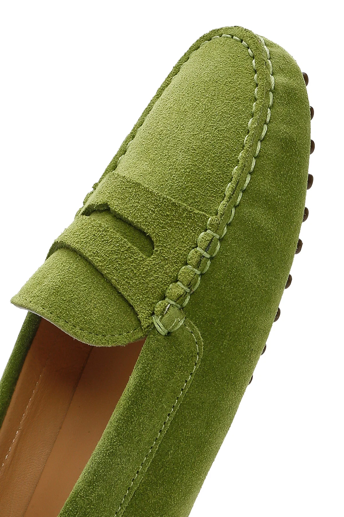 Kadın Yeşil Süet Deri Loafer - Image 8