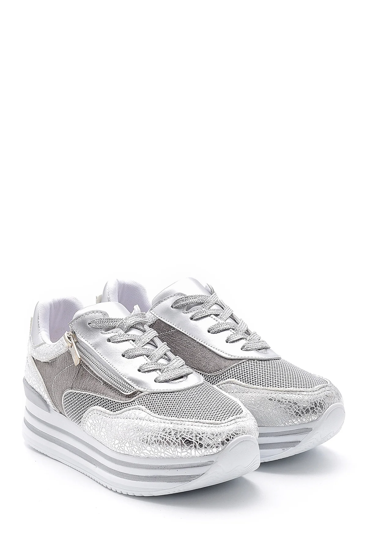 Kadın Yüksek Taban Fermuar Detaylı Sneaker - Image 3