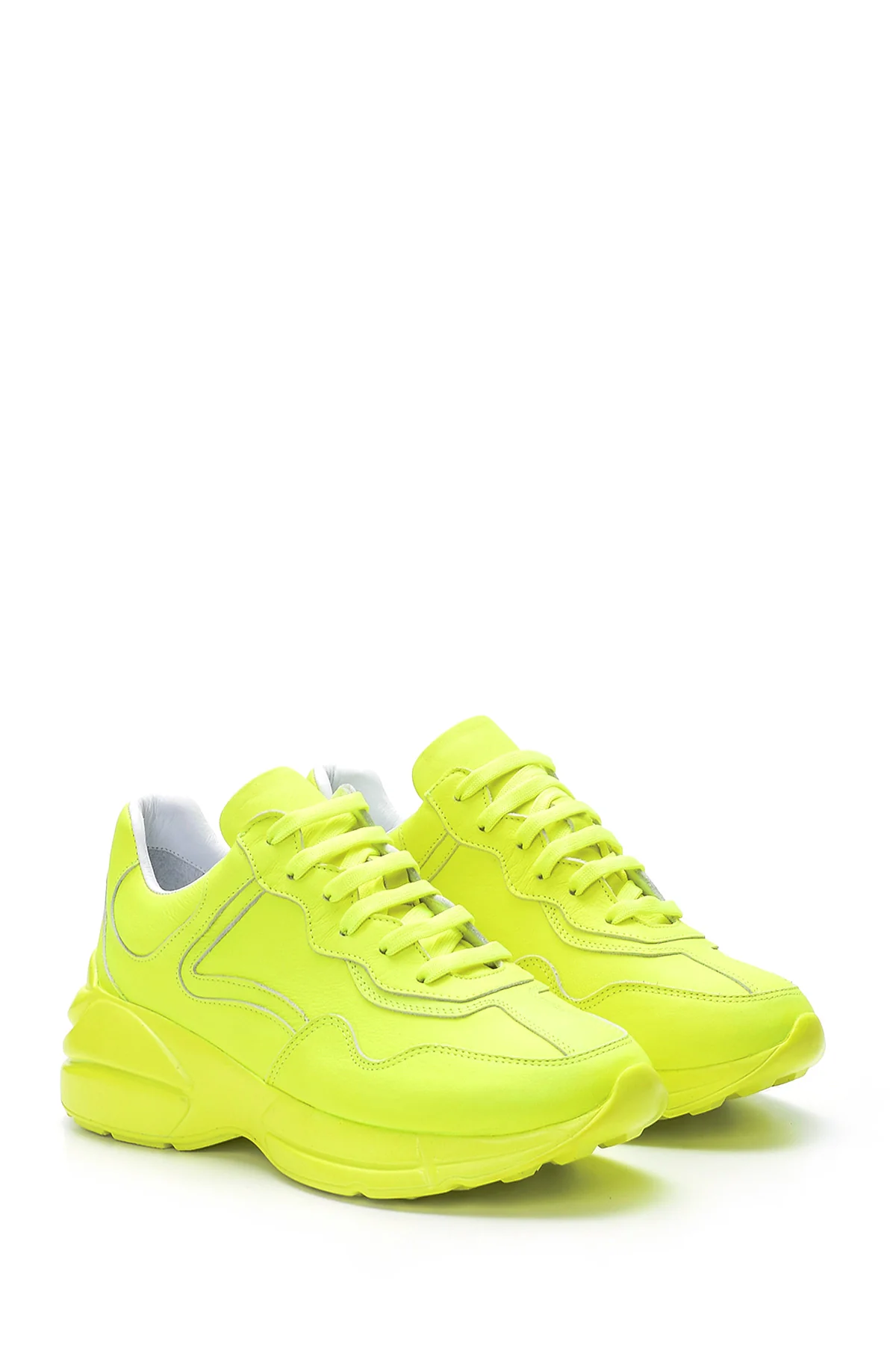Kadın Yüksek Tabanlı Deri Sneaker - Image 3