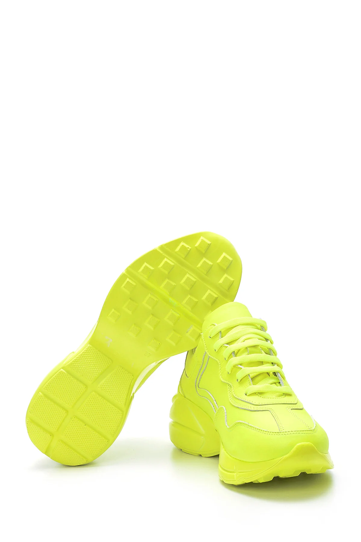 Kadın Yüksek Tabanlı Deri Sneaker - Image 4
