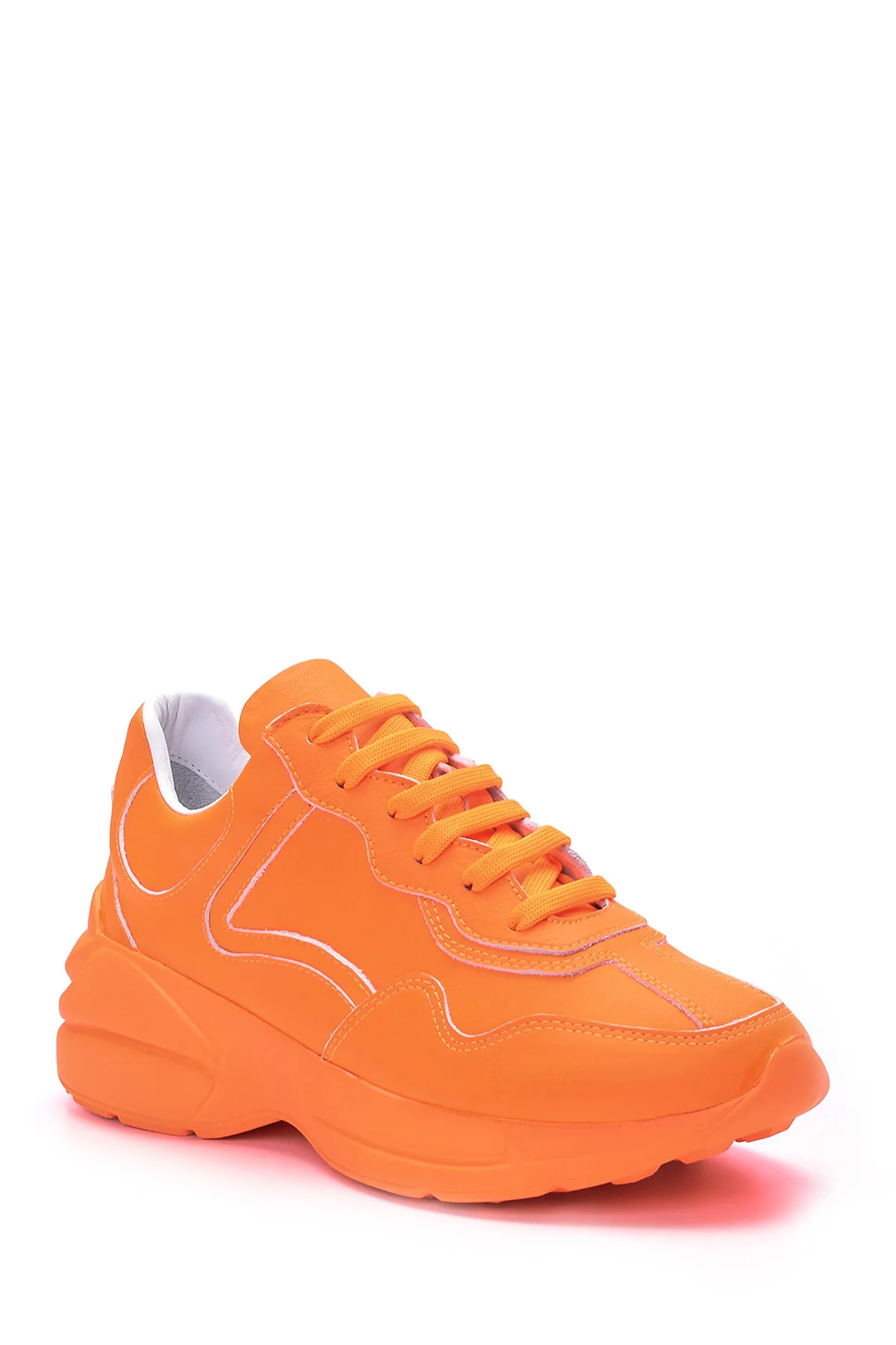Kadın Yüksek Tabanlı Deri Sneaker - Image 2
